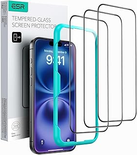 ESR 3 Pack for iPhone 16/iPhone 15 Screen Protector, Tempered Glass Film with Easy Installation Tool, 9H Hardness, Military-Grade Shatterproof, Full Coverage, HD Clear, Scratch Resistant
